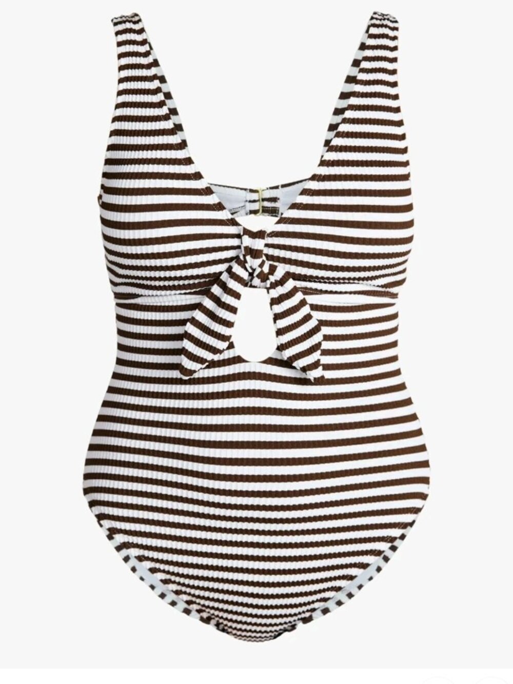 WHITE-CHOCOLATE STRIPED ONE PIECE SWIMSUIT